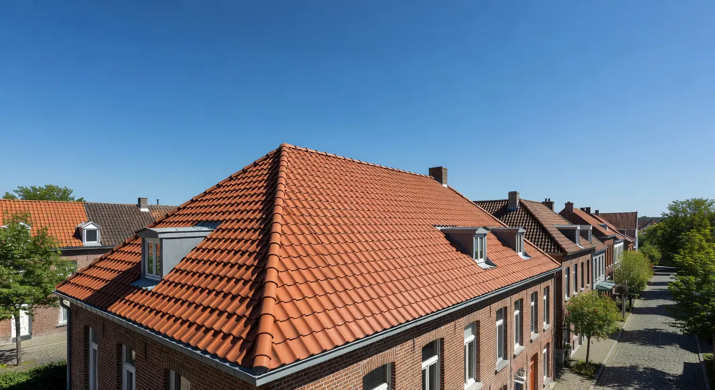 Illustration d'une toiture et de façades en cours d'installation